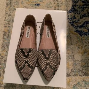 Steve Madden Feathered Leather Snake flats